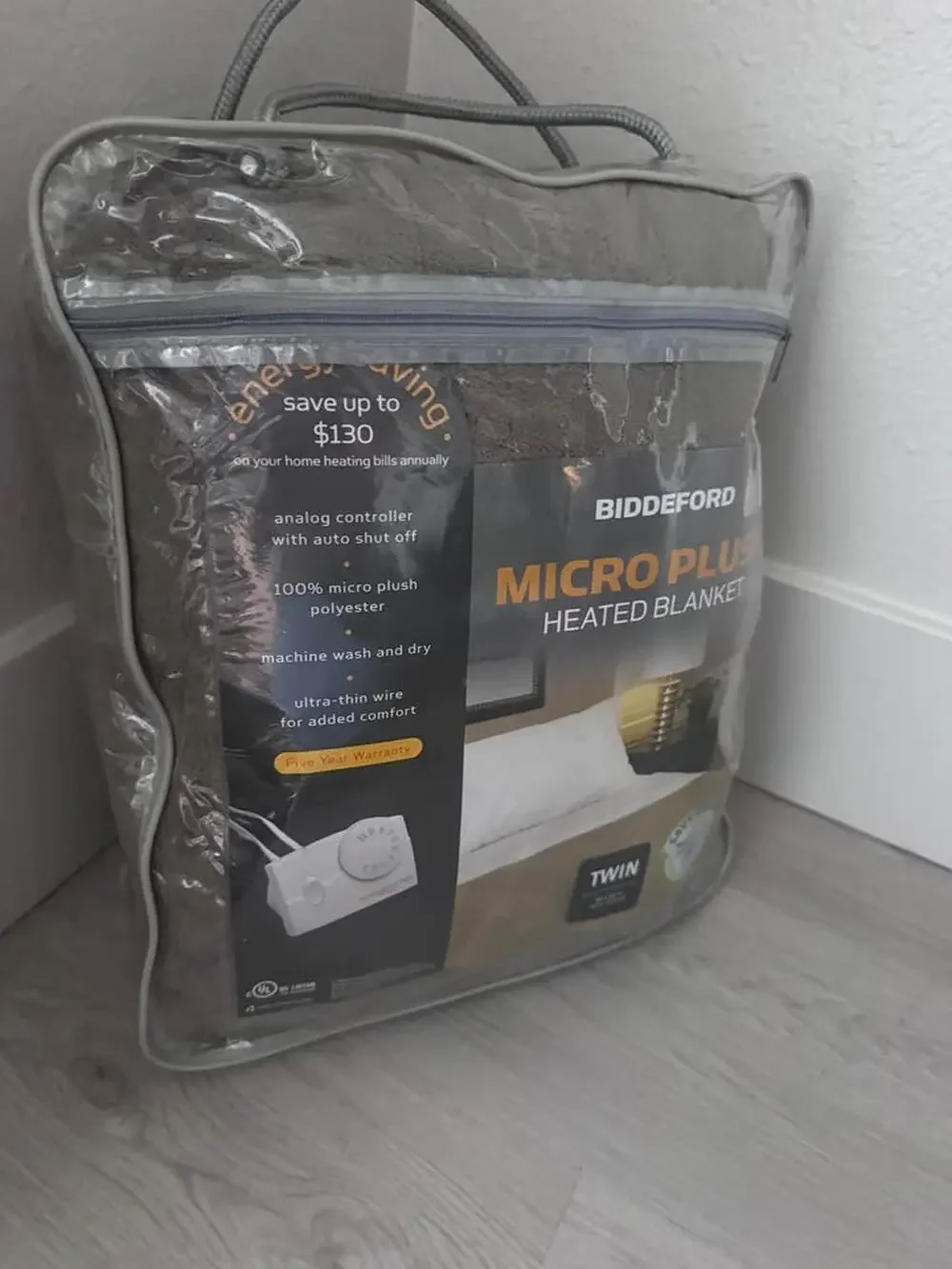Biddeford Heated Micro Plush Electric Blanket Twin 62x84in Tan Beige